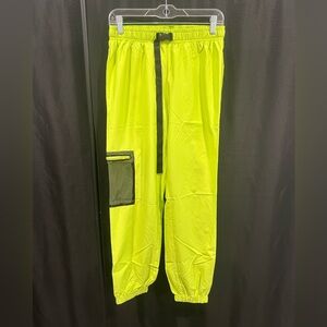 Fashion Nova Neon Yellow Track Pants with Mesh Pocket